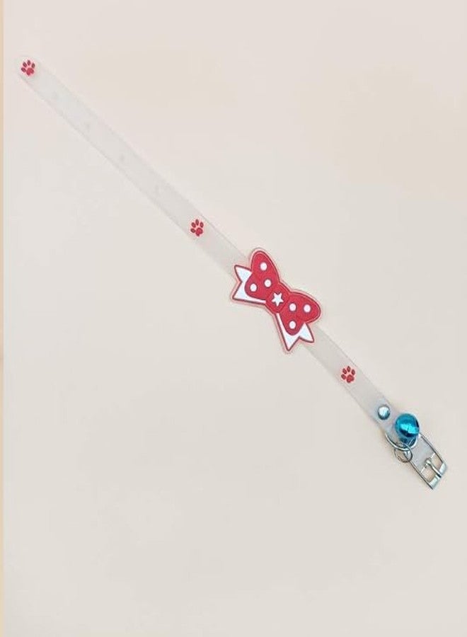 KittuPet طوق كلاب كيتو بيت اللطيف | طوق للجراء | طوق للقطط مع جرس، طوق مطاطي صغير مطبوع عليه ربطة عنق حمراء - Image 3